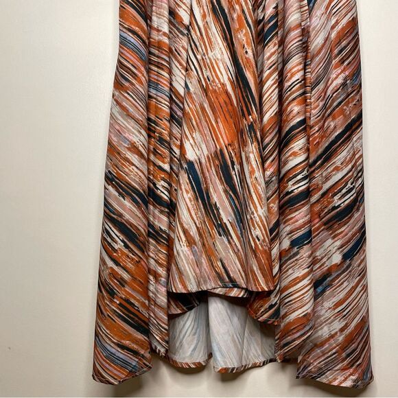 Soft Surroundings Dress Cyra Painted Stripe Print Brown Orange Size Petite PXL - Picture 3 of 10